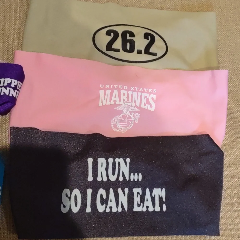 Colorful Running Headbands Set, I Run To Eat, Chocolate, Marathon